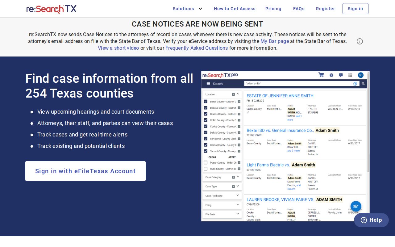 Wheeler County case lookup through re SearchTX